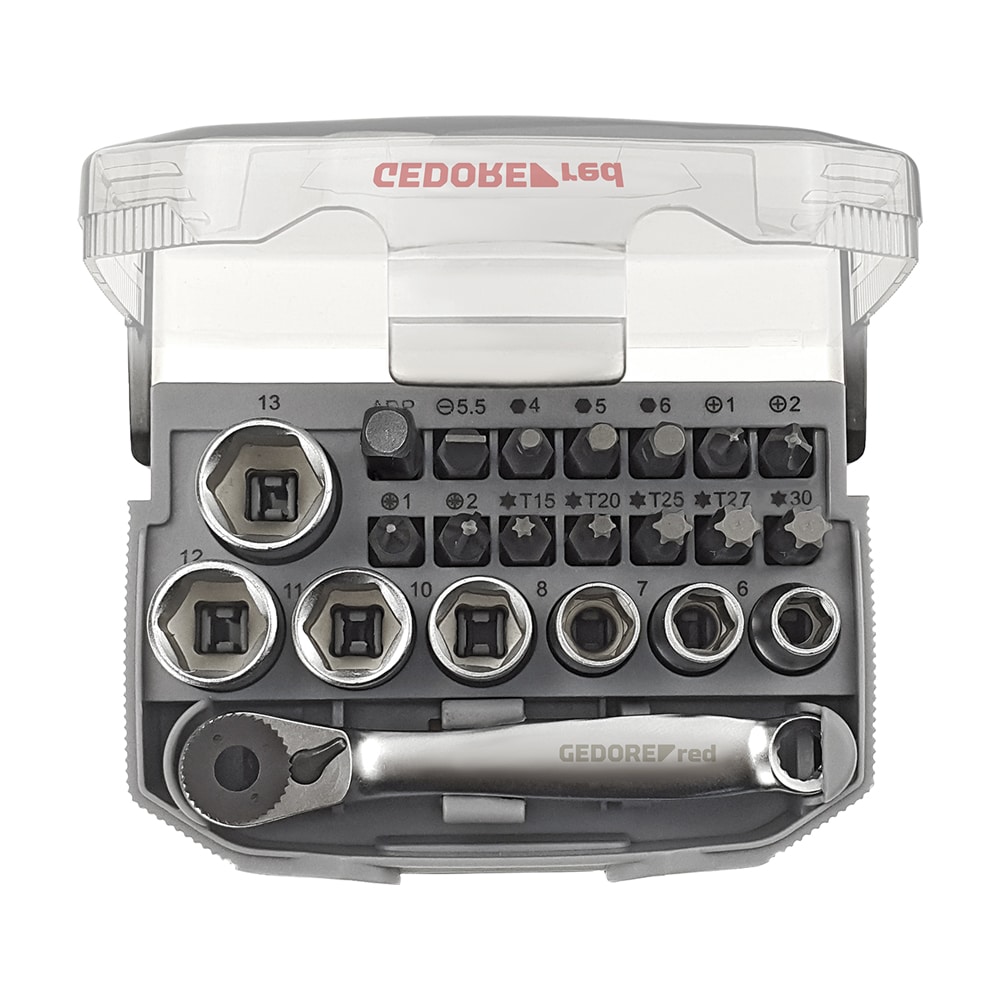 Jogo de soquetes Gedore Red R49005023 — catraca 1/4 com 23 peças